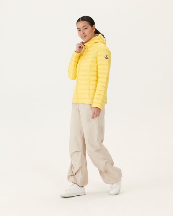 Jott UK Lightweight Hooded Down Jacket Soft Yellow Cloe