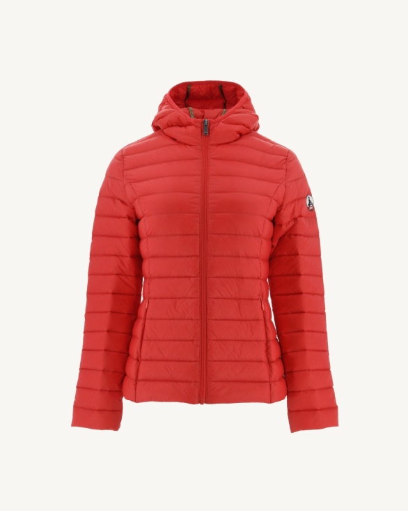 Jott UK Lightweight Hooded Down Jacket Fire Red Cloe