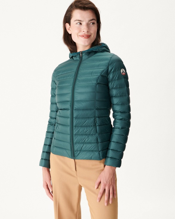 Lightweight Hooded Down Jacket Vert Fonce Cloe Jott UK