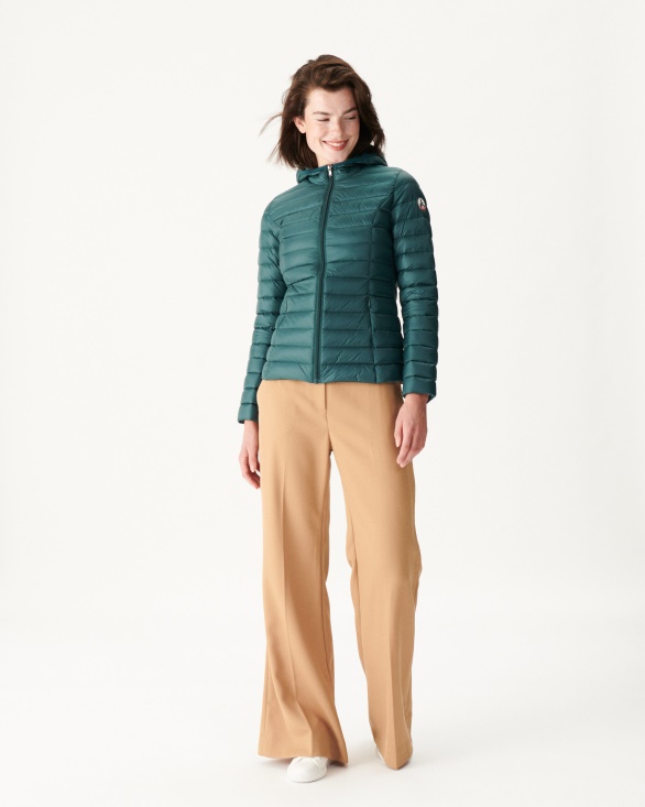 Lightweight Hooded Down Jacket Vert Fonce Cloe Jott UK