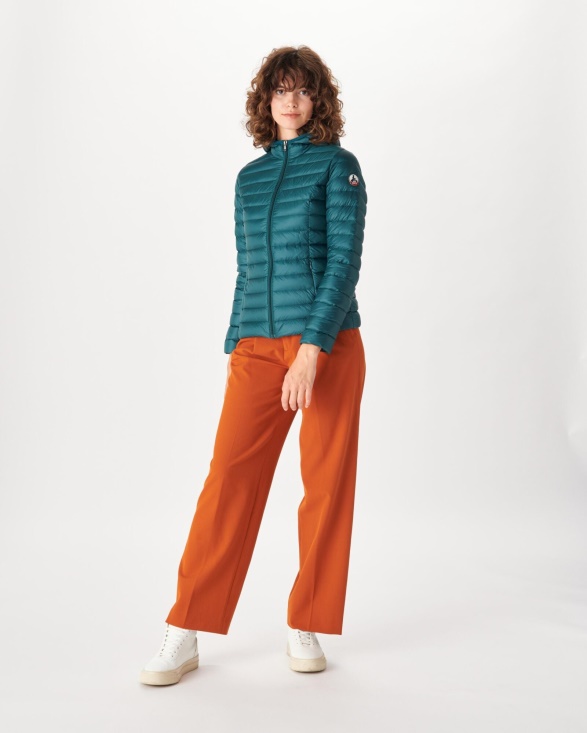 Lightweight Hooded Down Jacket Vert Fonce Cloe Jott UK