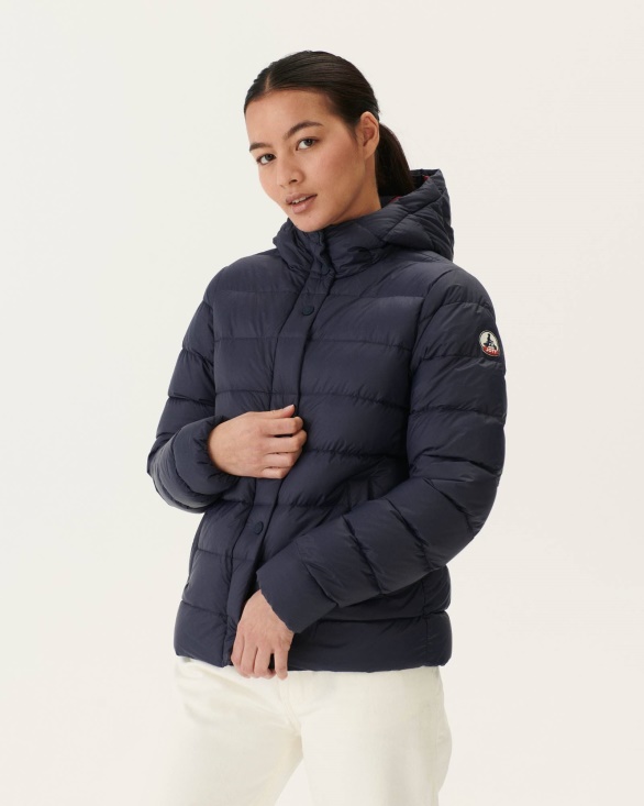 Jott UK Navy Jane Straight Hooded Puffer Jacket