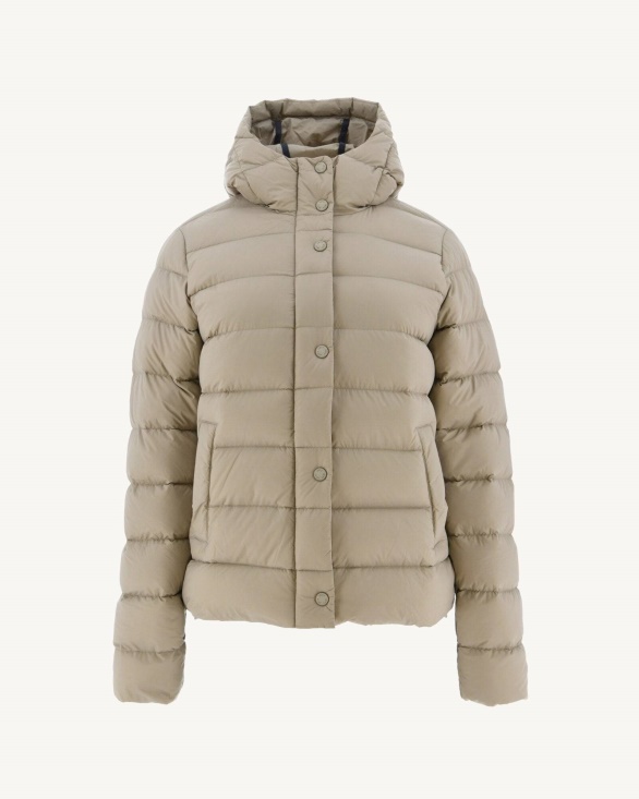 Jott UK Beige Jane Straight Hooded Puffer Jacket