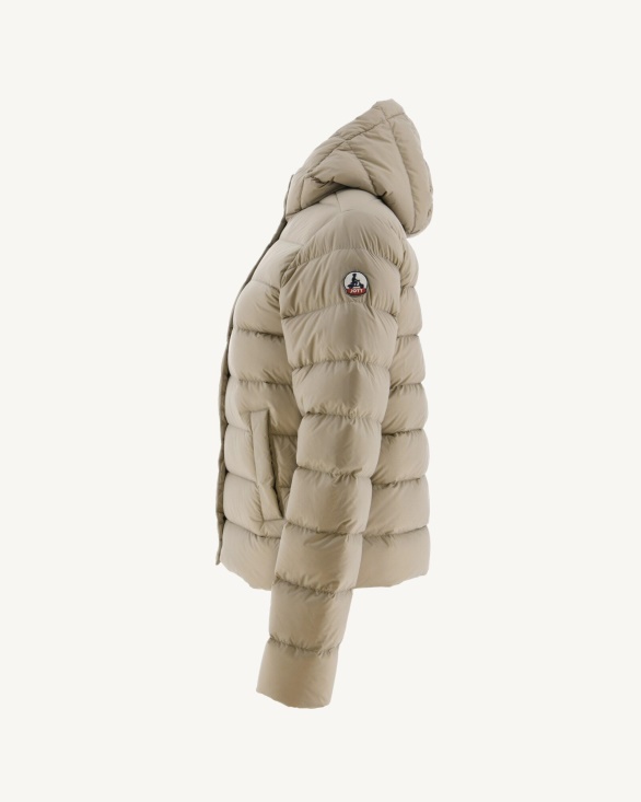 Jott UK Beige Jane Straight Hooded Puffer Jacket