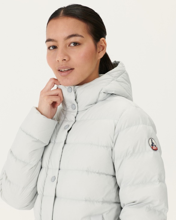 Soft Grey Jane Straight Hooded Puffer Jacket Jott UK