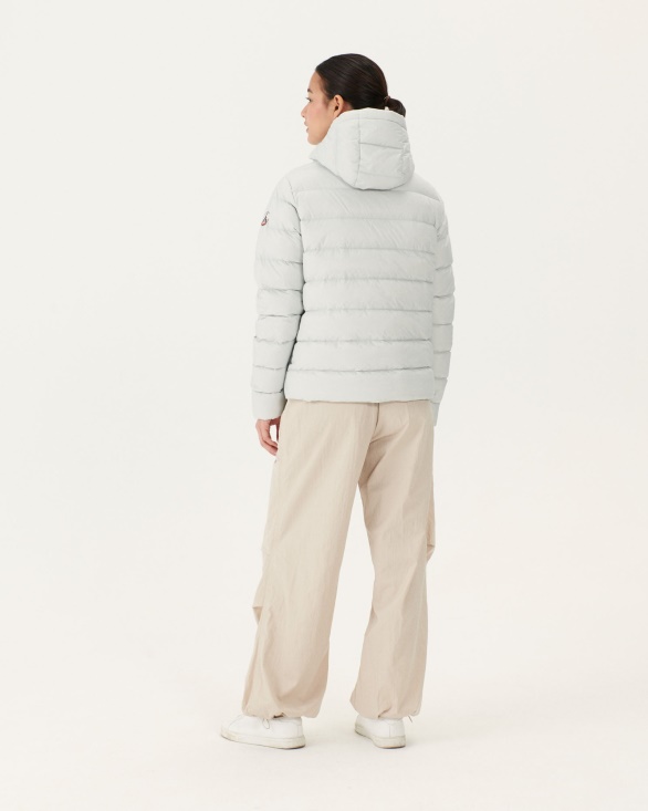 Soft Grey Jane Straight Hooded Puffer Jacket Jott UK