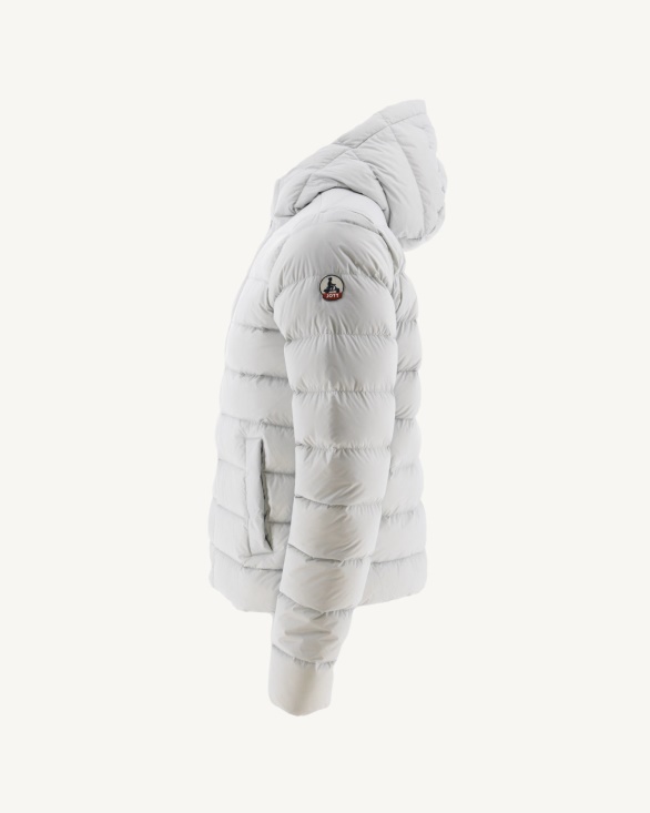 Soft Grey Jane Straight Hooded Puffer Jacket Jott UK