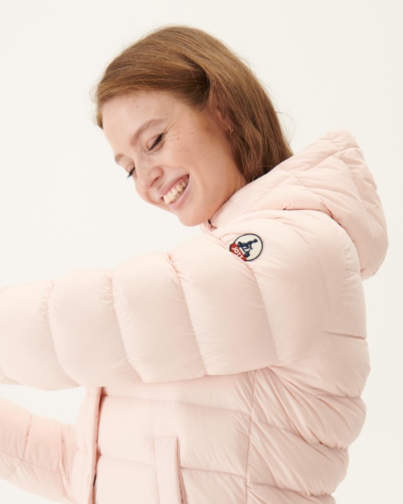 Jott UK Soft Pink Jane Straight Hooded Puffer Jacket