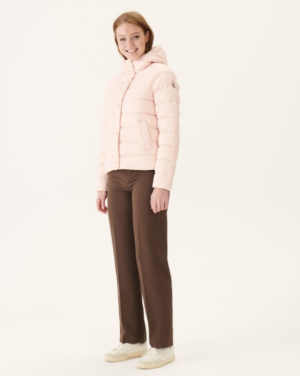Jott UK Soft Pink Jane Straight Hooded Puffer Jacket