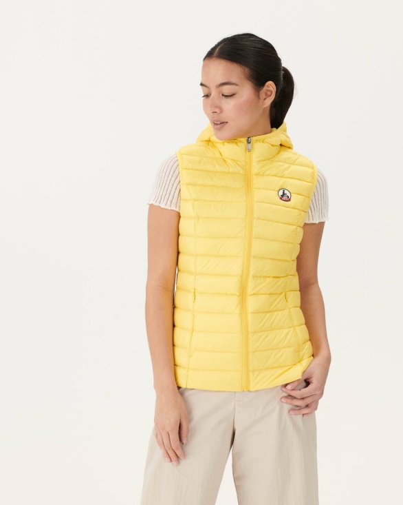 Light Sleeveless Down Jacket Soft Yellow Mali Jott UK