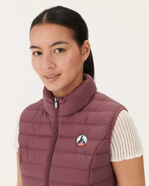 Burgundy Grenada Stretch Sleeveless Puffer Jacket Jott UK