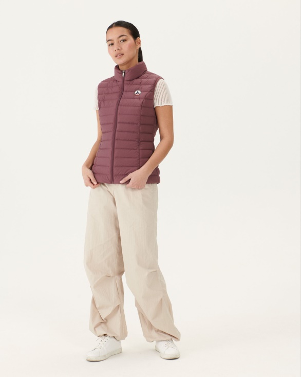 Burgundy Grenada Stretch Sleeveless Puffer Jacket Jott UK