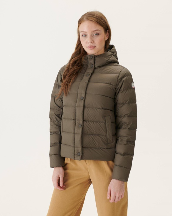 Jott UK Taupe Jane Straight Hooded Puffer Jacket