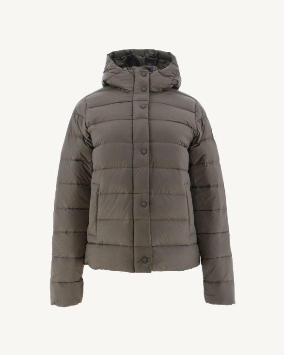 Jott UK Taupe Jane Straight Hooded Puffer Jacket
