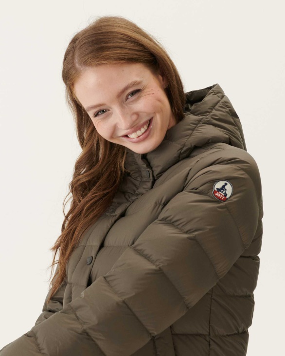 Jott UK Taupe Jane Straight Hooded Puffer Jacket