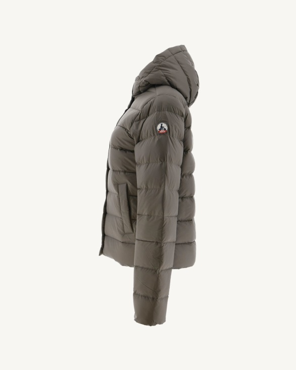 Jott UK Taupe Jane Straight Hooded Puffer Jacket
