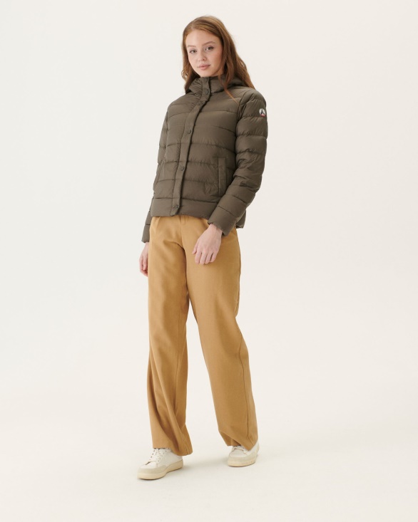 Jott UK Taupe Jane Straight Hooded Puffer Jacket