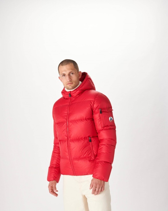 Red Hooded Down Jacket Java Jott UK