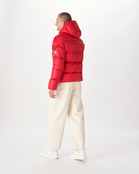 Red Hooded Down Jacket Java Jott UK