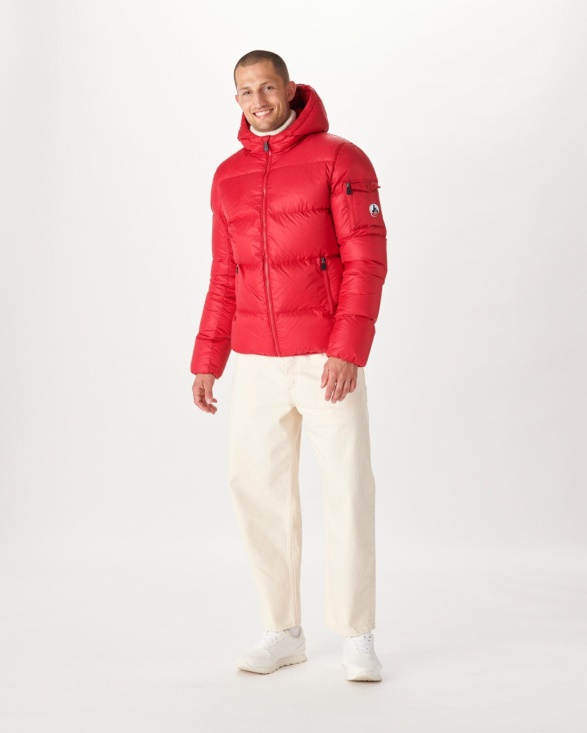 Red Hooded Down Jacket Java Jott UK