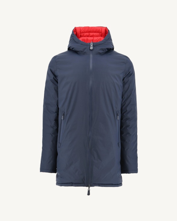 Jott UK Navy Blue/Red Reversible Light Puffer Jacket Amsterdam
