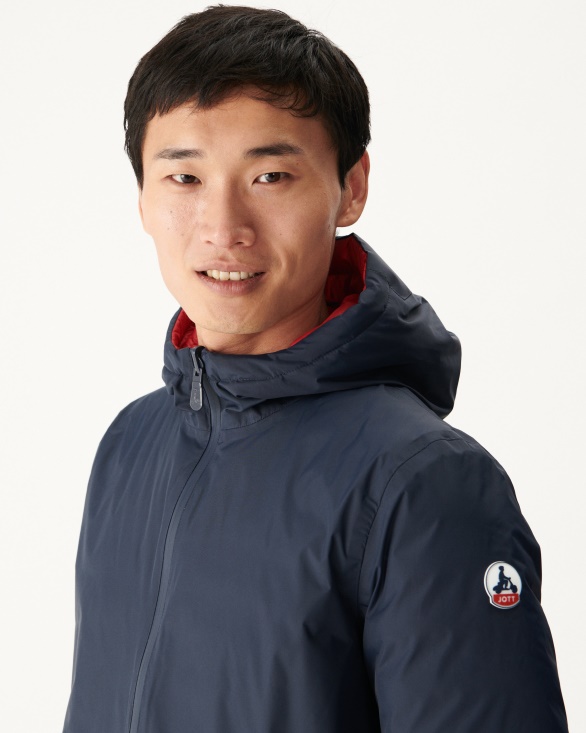 Jott UK Navy Blue/Red Reversible Light Puffer Jacket Amsterdam
