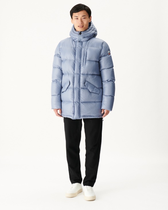Jott UK Washed Blue Warm Hooded Down Jacket Dakhla