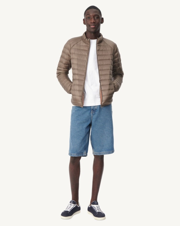 Taupe Lightweight Down Jacket Mat Jott UK