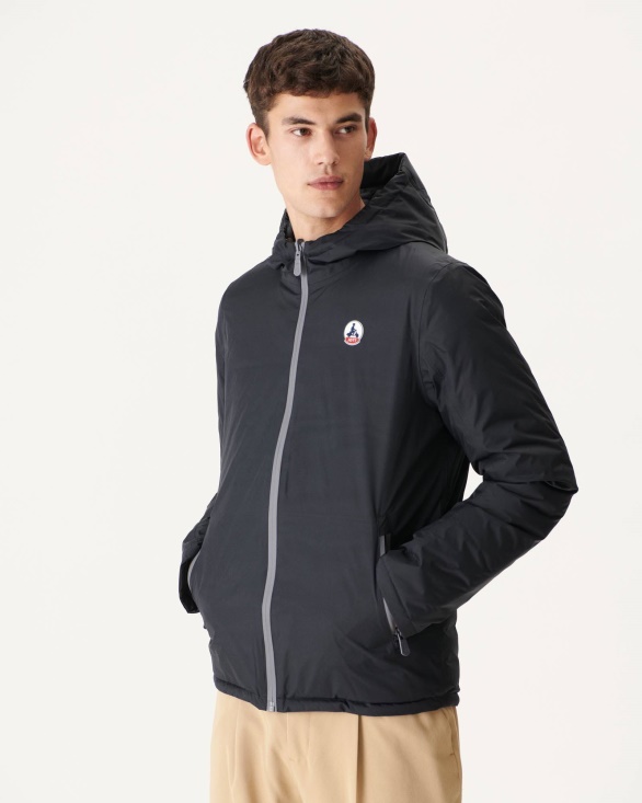 Black Reversible Hooded Puffer Jacket Bergen Jott UK