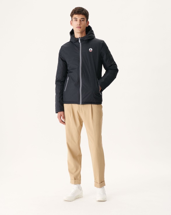 Black Reversible Hooded Puffer Jacket Bergen Jott UK