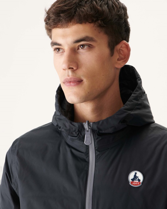 Black Reversible Hooded Puffer Jacket Bergen Jott UK