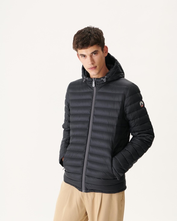 Black Reversible Hooded Puffer Jacket Bergen Jott UK
