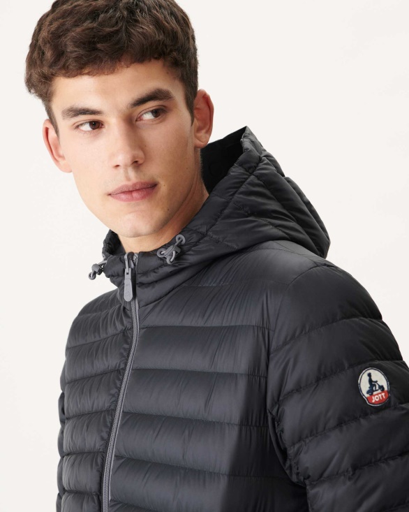 Black Reversible Hooded Puffer Jacket Bergen Jott UK