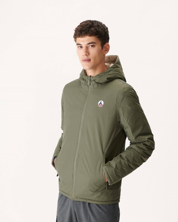 Jott UK Army/Beige Reversible Hooded Puffer Jacket Bergen