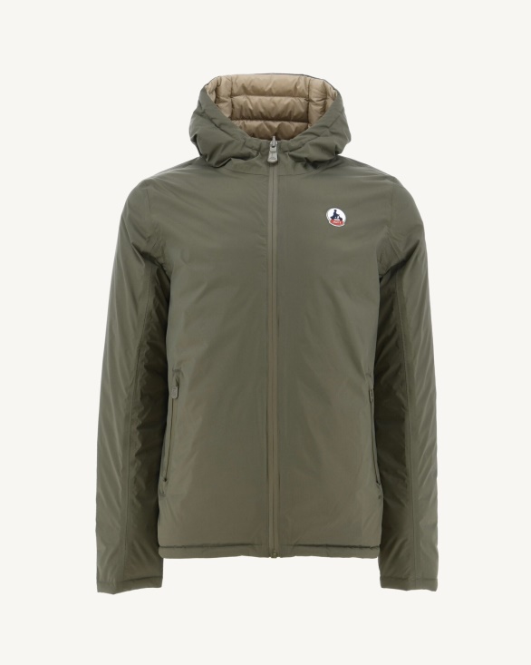 Jott UK Army/Beige Reversible Hooded Puffer Jacket Bergen