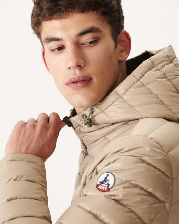 Jott UK Army/Beige Reversible Hooded Puffer Jacket Bergen