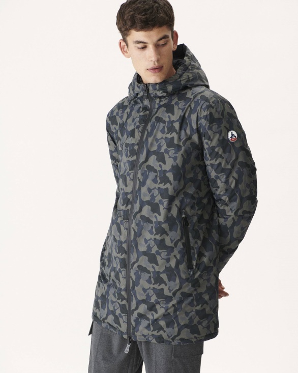 Jott UK Tonal Military Print/Black Reversible Light Down Jacket Amsterdam
