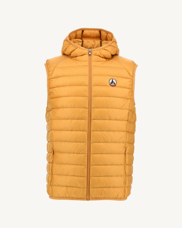 Mustard Yellow Hooded Sleeveless Down Jacket Pat Jott UK
