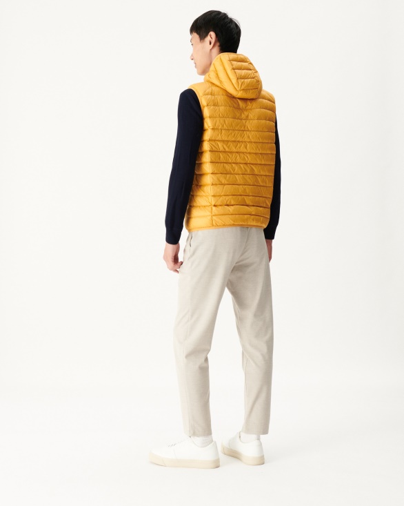Mustard Yellow Hooded Sleeveless Down Jacket Pat Jott UK
