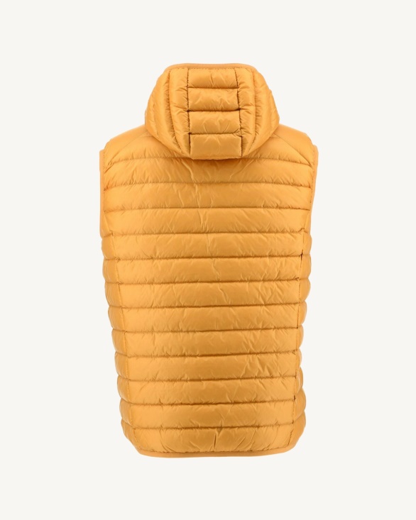 Mustard Yellow Hooded Sleeveless Down Jacket Pat Jott UK