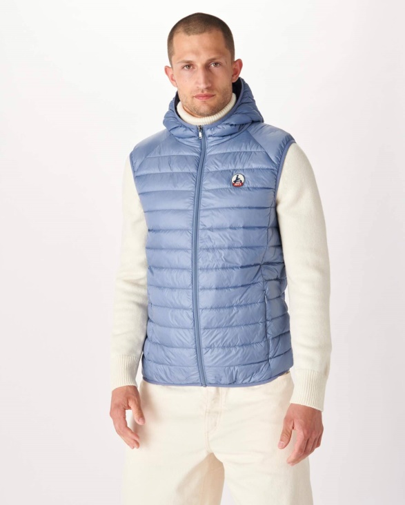Jott UK Washed Blue Hooded Sleeveless Down Jacket Pat