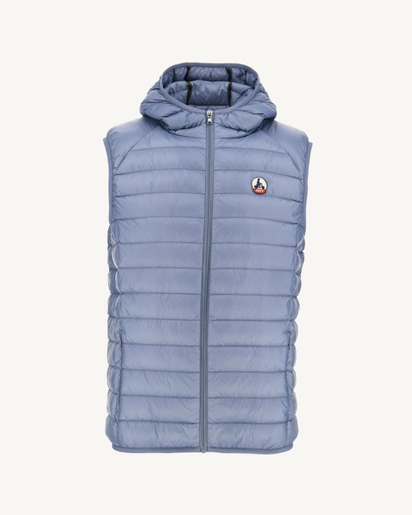 Jott UK Washed Blue Hooded Sleeveless Down Jacket Pat