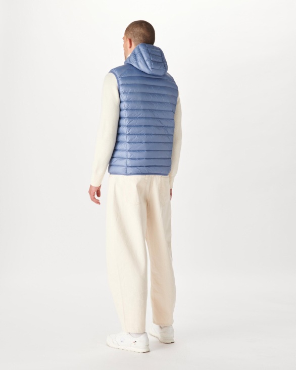 Jott UK Washed Blue Hooded Sleeveless Down Jacket Pat