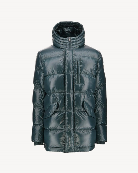Jott UK Dark Green Hooded Lacquered Down Jacket Claus