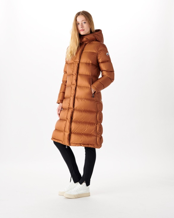 Long Hooded Down Jacket Toffee Karachi Jott UK