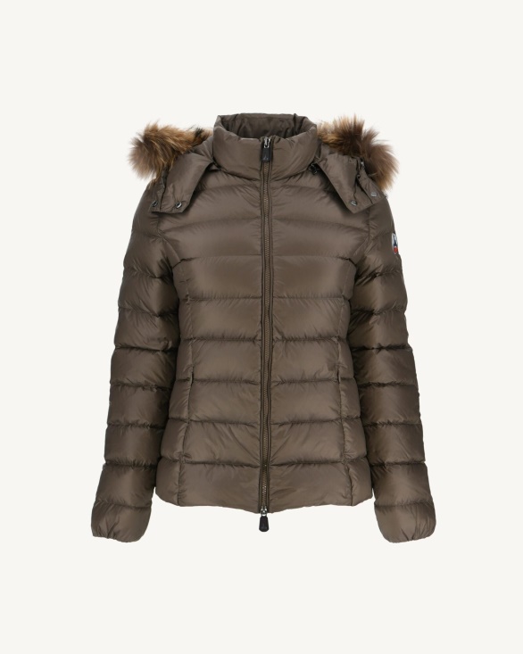 Jott UK Hooded Down Jacket Taupe Luxe