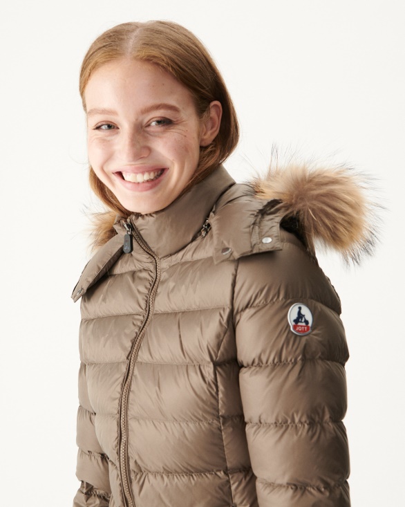 Jott UK Hooded Down Jacket Taupe Luxe