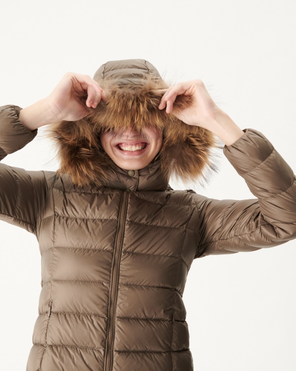 Jott UK Hooded Down Jacket Taupe Luxe