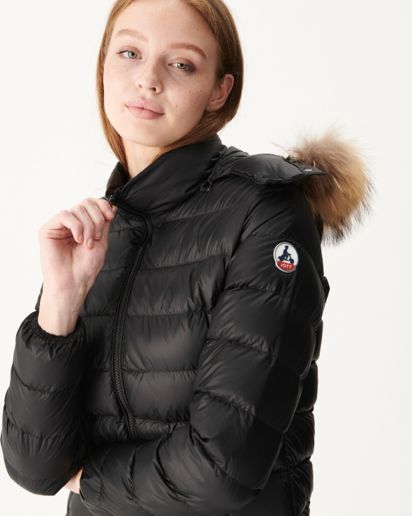Hooded Down Jacket Black Luxe Jott UK