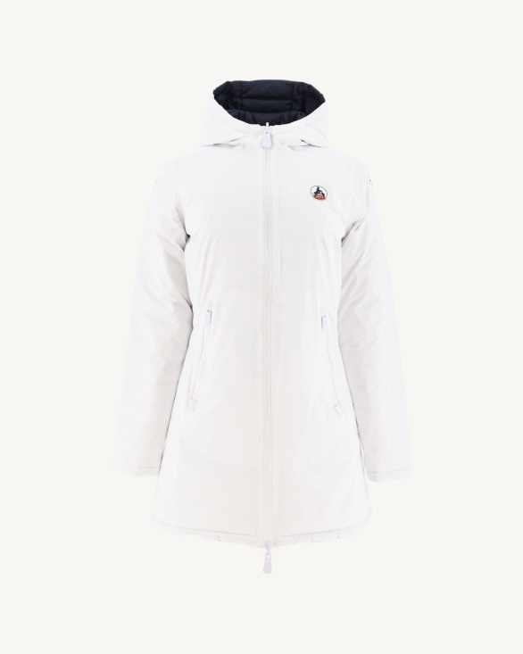 Jott UK Reversible Light Down Jacket White/Navy Blue Moscou